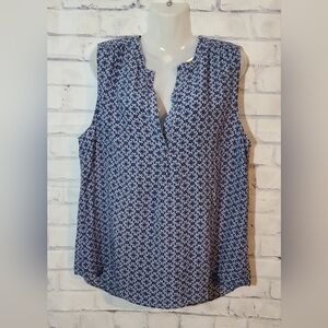 Garnet Hill 100% Silk Sleeveless V-neck Blouse XL